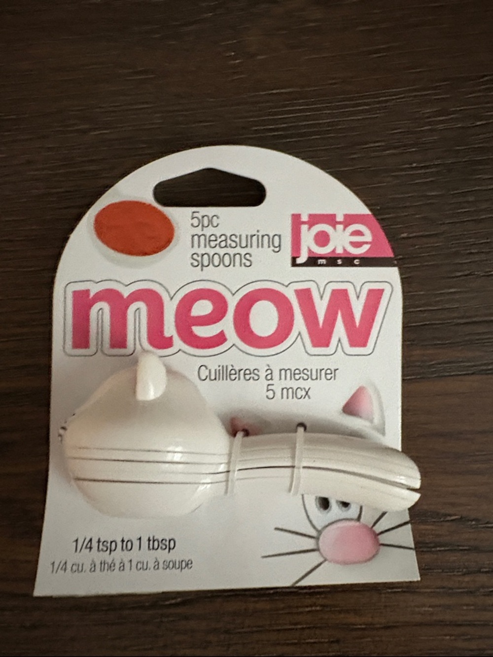 Joie Meow Cat Measuring Spoons - White with Pink Details set of five new